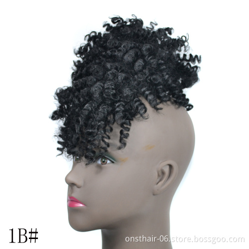 High Afro Puff Curlywig P Onytaildrawstring Short Afro Kinkyp Ony Tail Clip in Synthetic Hair Bun with Bang Extensions 1pc/pack